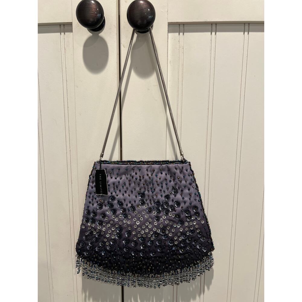 NWT The Limited Women’s Embellished Beaded Ombre Evening Bag Gray Party